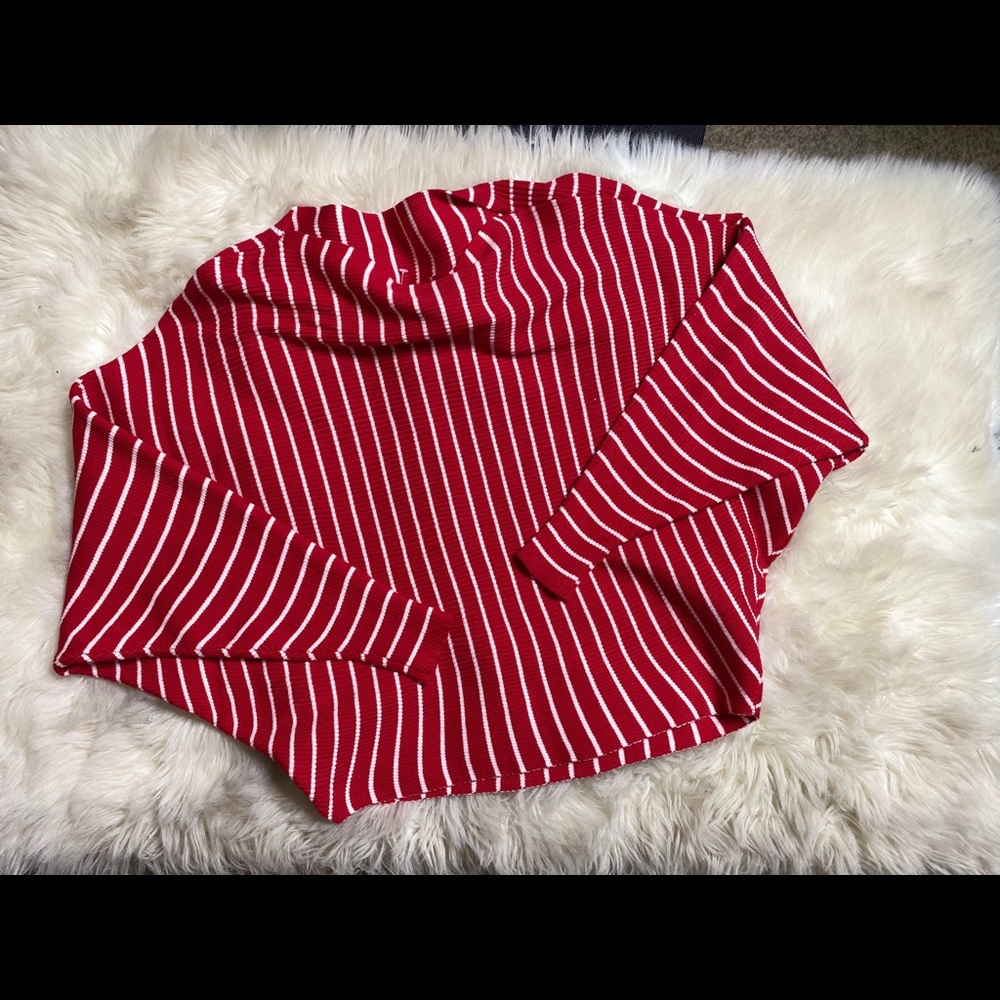Scrunched Sleeve Stripped Sweater